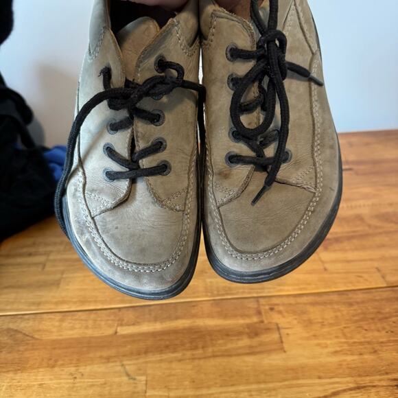 Birkenstock Footprints Taupe Leather Lace Up Sneakers Comfort Shoes Size 38 - Picture 4 of 5